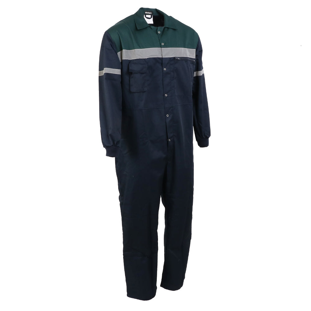 Safety Deluxe Boilersuit Polycotton Zip & Stud with Hi Viz Strip